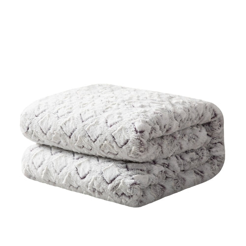 DaDa Bedding Luxury Dreamy Milky White & Purple Sherpa Backside Faux