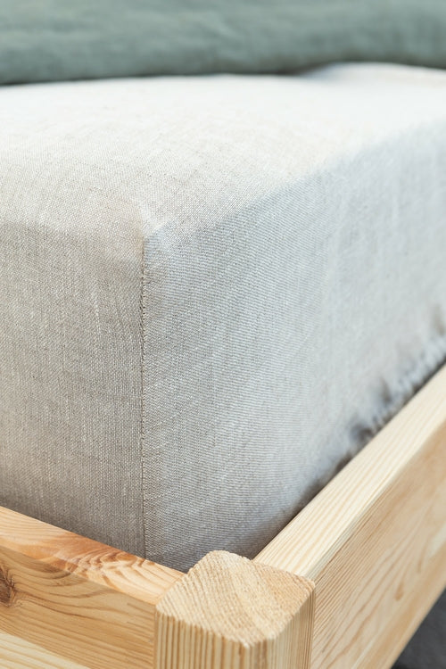 White linen fitted bedsheet